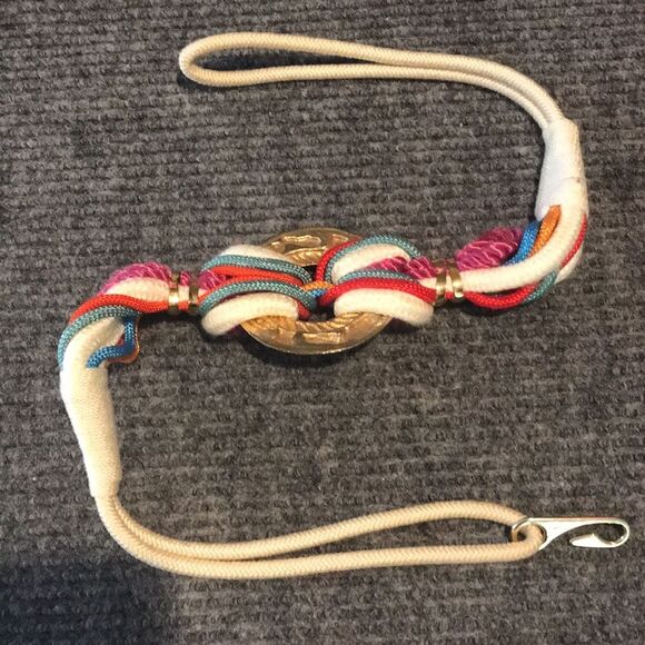 Bohemian Style Vibrant Multicolor Rope Belt Gold & Silver Details 32" Size Small - Picture 2 of 12